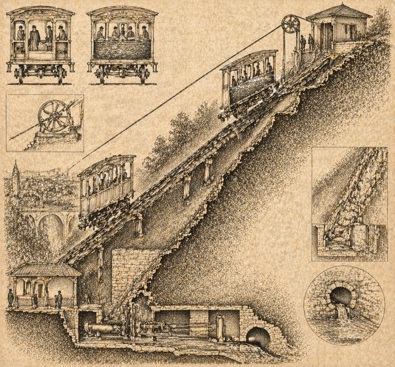 Funicular cross-section