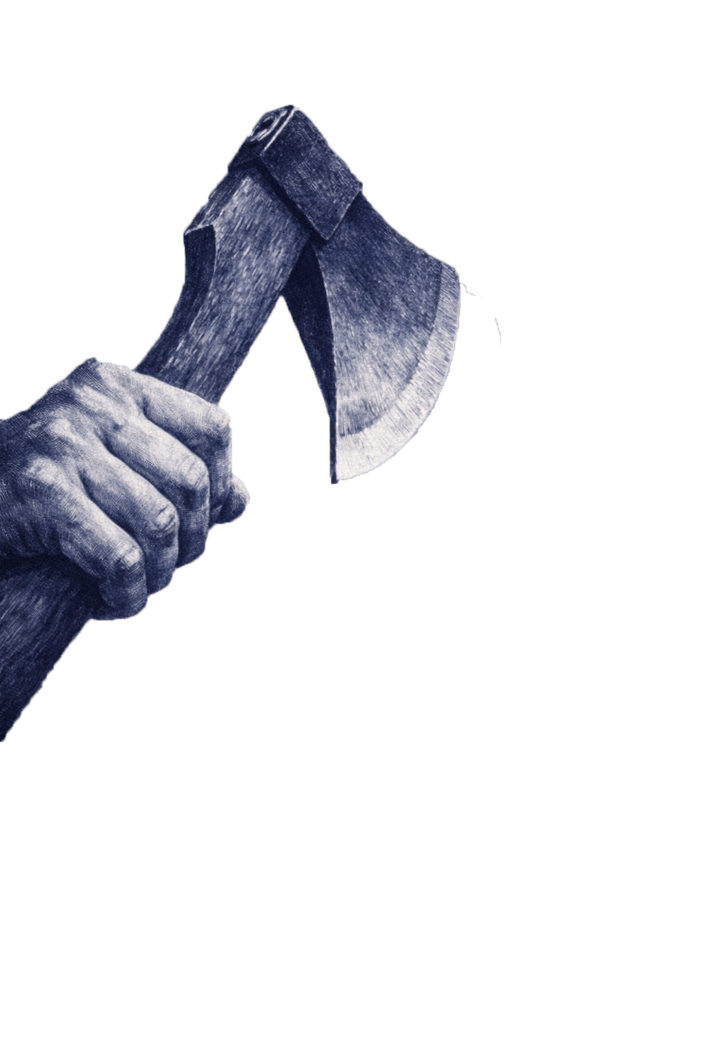 A hand swinging an axe